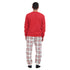 Men Winter Pajama Set Red Sweatshirt + Red x Green Checkered Pants